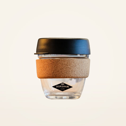 Keepcup 8oz glass cork - Horsham Coffee Roaster branded