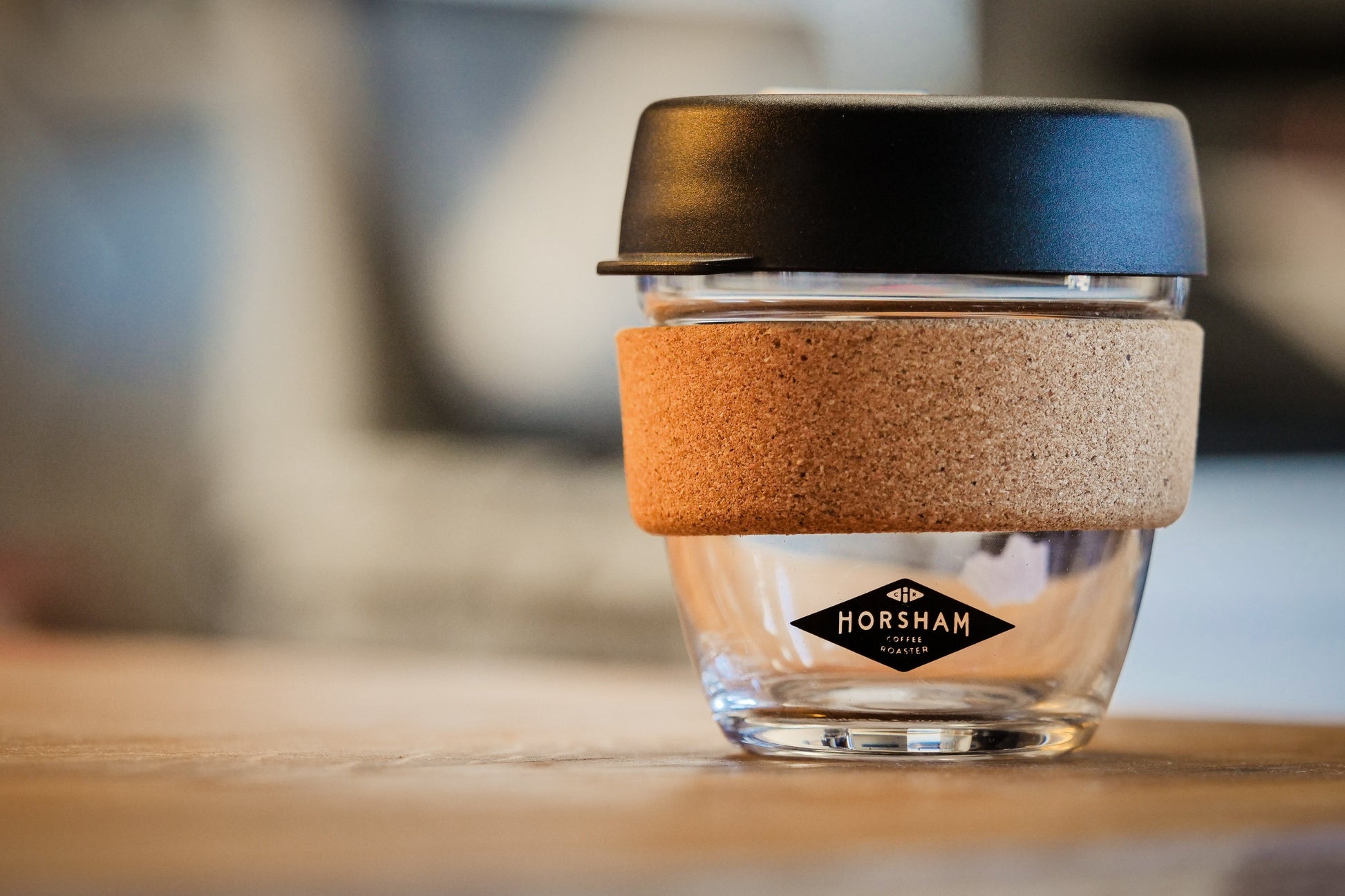 Keepcup 8oz glass cork - Horsham Coffee Roaster branded - Horsham Coffee Roaster